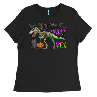 Black spooky saurus rex Ladies Tee - CowhideDigitalArt