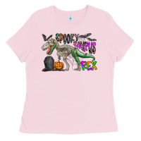 Bubblegum Pink spooky saurus rex Ladies Tee - CowhideDigitalArt