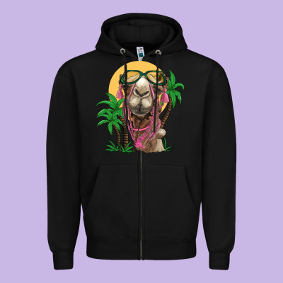 Camel With Oasis Zipper Hoodie Designed By Barkaloodesign