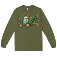 Army Green christmas tractor Long Sleeve Tee - MaliasSmallBusiness
