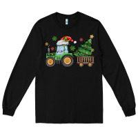 Black christmas tractor Long Sleeve Tee - MaliasSmallBusiness