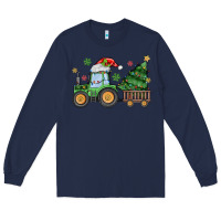 Navy christmas tractor Long Sleeve Tee - MaliasSmallBusiness