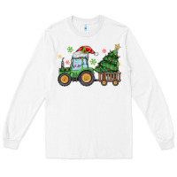White christmas tractor Long Sleeve Tee - MaliasSmallBusiness