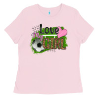 Bubblegum Pink love my girl soccer Ladies Tee - HRA Design Shop