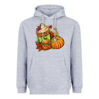 Heather Grey Fall pumpkin coffee Heavyweight Hoodie - NancyCooperArtShop