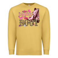 Antique Gold Give Cancer the boot Cancer Awareness Premium Sweatshirt - HowdyJamesFarm
