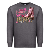 Charcoal Heather Give Cancer the boot Cancer Awareness Premium Sweatshirt - HowdyJamesFarm