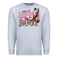 Heather Grey Give Cancer the boot Cancer Awareness Premium Sweatshirt - HowdyJamesFarm
