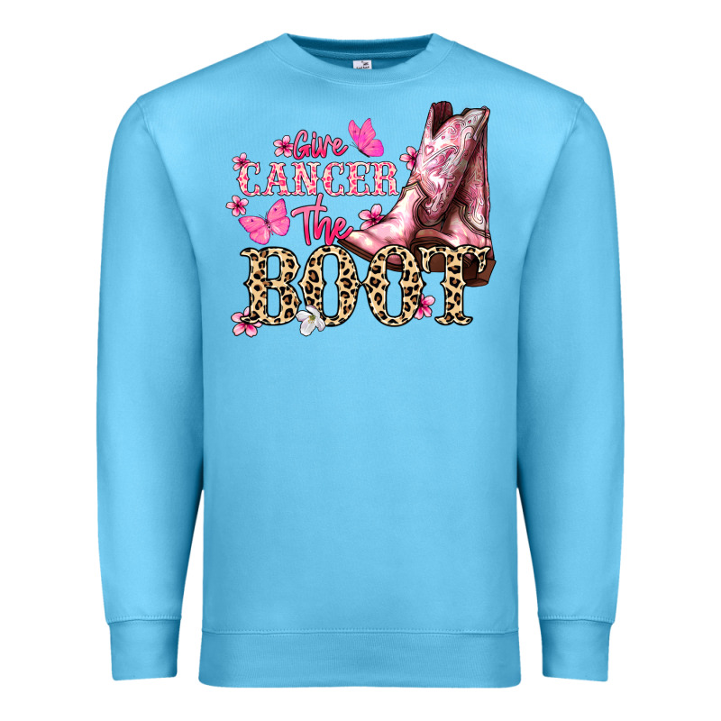 Give Cancer The Boot Cancer Awareness Premium Sweatshirt by HowdyJamesFarm | Teevron