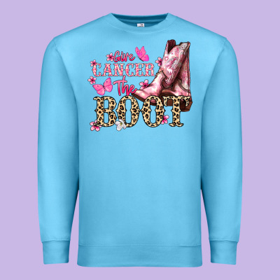 Give Cancer The Boot Cancer Awareness Premium Sweatshirt Designed By Howdyjamesfarm