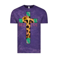 Cloud Purple Believe Cross Vintage Tee - Jasminsmagicworld
