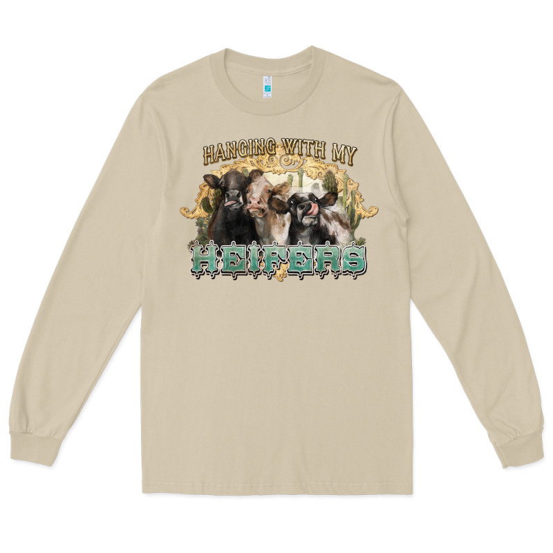 Hanging With My Heifers Long Sleeve Tee by NancyCooperArtShop | Teevron