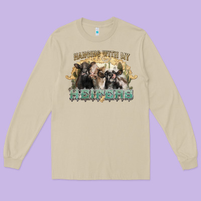 Hanging With My Heifers Long Sleeve Tee Designed By Nancycooperartshop