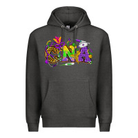 Charcoal Heather Mardi Gras CNA Nurse Premium Hoodie - HowdyJamesFarm
