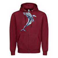 Burgundy humpback whale jumping Zipper Hoodie - BarkalooDesign