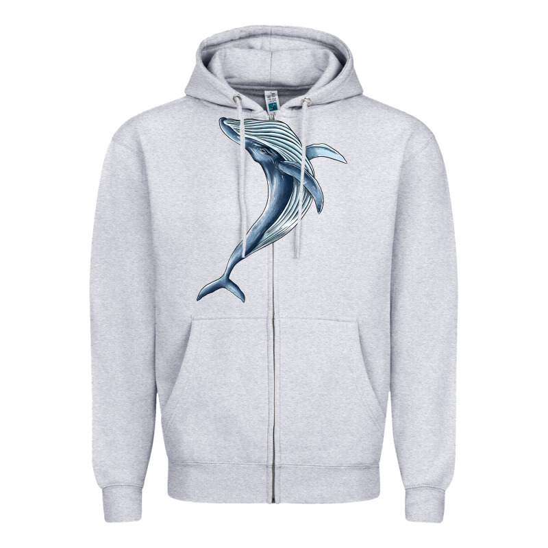 Humpback Whale Jumping Zipper Hoodie by BarkalooDesign | Teevron