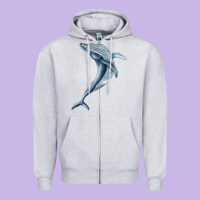 Humpback Whale Jumping Zipper Hoodie Designed By Barkaloodesign