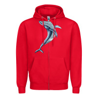 Red humpback whale jumping Zipper Hoodie - BarkalooDesign