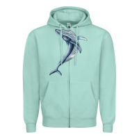 Seafoam humpback whale jumping Zipper Hoodie - BarkalooDesign