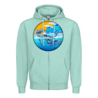 Seafoam humpback whale Zipper Hoodie - BarkalooDesign