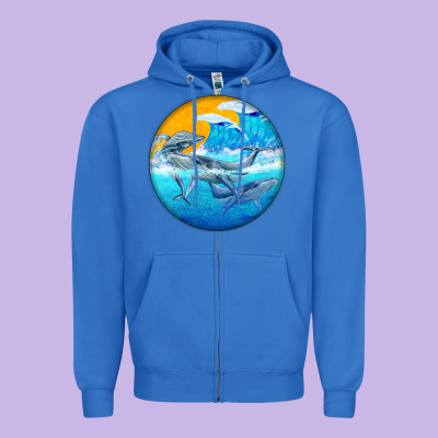 Humpback Whale Zipper Hoodie Designed By Barkaloodesign