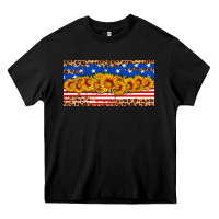Black usa flag sunflowers license plate Heavy Core Tee - HRA Design Shop