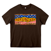 Chocolate Brown usa flag sunflowers license plate Heavy Core Tee - HRA Design Shop