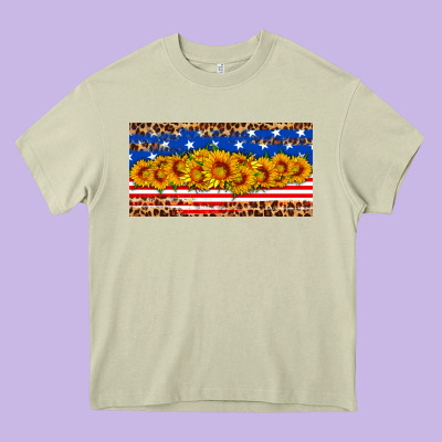 Usa Flag Sunflowers License Plate Heavy Core Tee Designed By Hra Design Shop