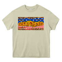 Mossy usa flag sunflowers license plate Heavy Core Tee - HRA Design Shop