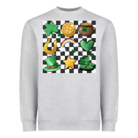 Heather Grey checker board lucky charms Heavyweight Sweatshirt - MaliasSmallBusiness
