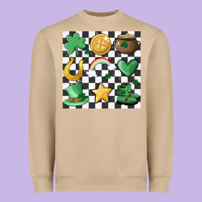 Checker Board Lucky Charms Heavyweight Sweatshirt Designed By Maliassmallbusiness
