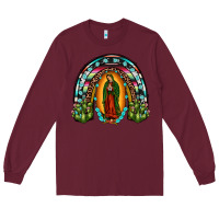 Burgundy our lady of guadalupe rainbow Long Sleeve Tee - JahusDesignShop