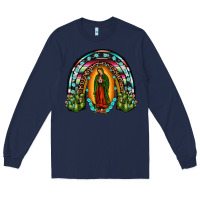 Navy our lady of guadalupe rainbow Long Sleeve Tee - JahusDesignShop