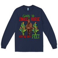 Navy giddy up jingle horse pick up your feet Long Sleeve Tee - MaliasSmallBusiness
