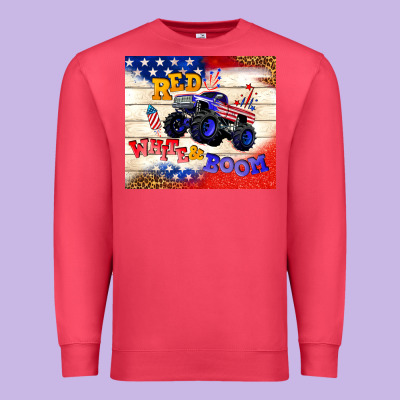 Red White & Boom Premium Sweatshirt Designed By Tumblerdesignbyshophia