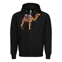 Black camel with colorful saddle Zipper Hoodie - BarkalooDesign