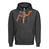 Charcoal Heather camel with colorful saddle Zipper Hoodie - BarkalooDesign