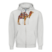Dove Grey camel with colorful saddle Zipper Hoodie - BarkalooDesign