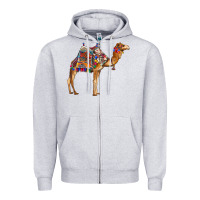 Heather Grey camel with colorful saddle Zipper Hoodie - BarkalooDesign