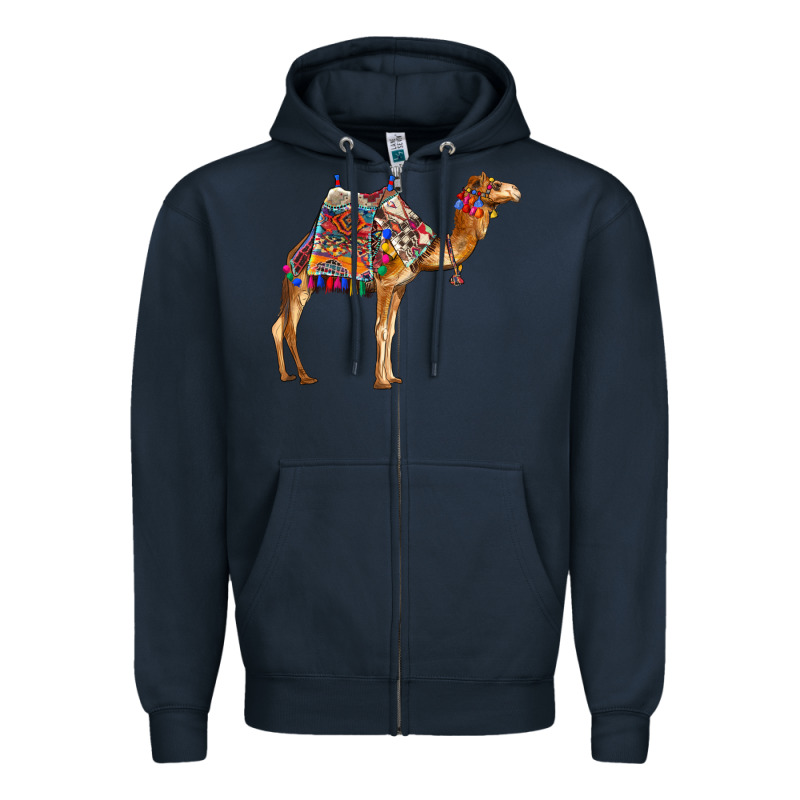 Camel With Colorful Saddle Zipper Hoodie by BarkalooDesign | Teevron