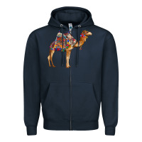 Navy camel with colorful saddle Zipper Hoodie - BarkalooDesign