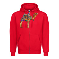 Red camel with colorful saddle Zipper Hoodie - BarkalooDesign