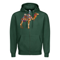 Sports Green camel with colorful saddle Zipper Hoodie - BarkalooDesign