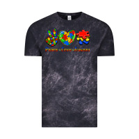 Cloud Black Peace Love Autism Vintage Tee - Jasminsmagicworld