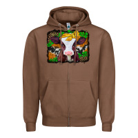 Chestnut st patricks baby cow with leopard background Zipper Hoodie - Jasminsmagicworld