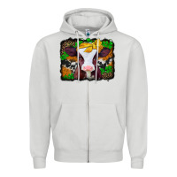 Dove Grey st patricks baby cow with leopard background Zipper Hoodie - Jasminsmagicworld