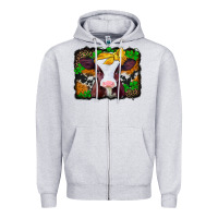 St Patricks Baby Cow With Leopard Background Zipper Hoodie | Teevron