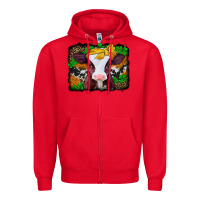 Red st patricks baby cow with leopard background Zipper Hoodie - Jasminsmagicworld