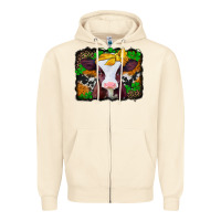 Sandshell st patricks baby cow with leopard background Zipper Hoodie - Jasminsmagicworld