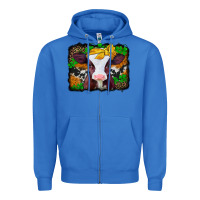 True Royal st patricks baby cow with leopard background Zipper Hoodie - Jasminsmagicworld